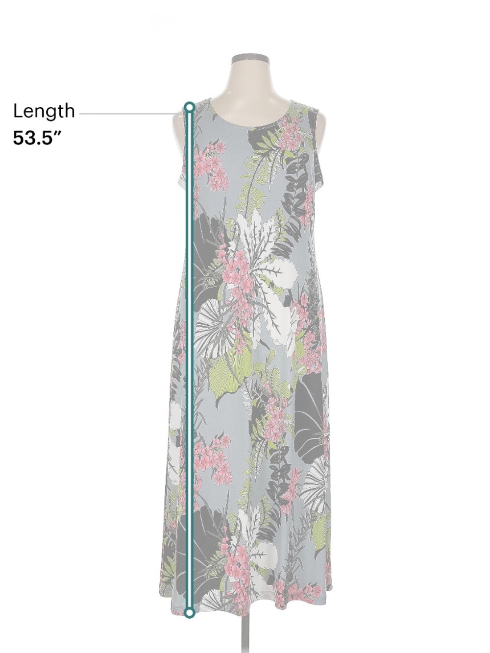 Attitudes by Renee Floral Sleeveless Maxi Dress in Gray, Pink, Black & Green - Picture 5 of 5